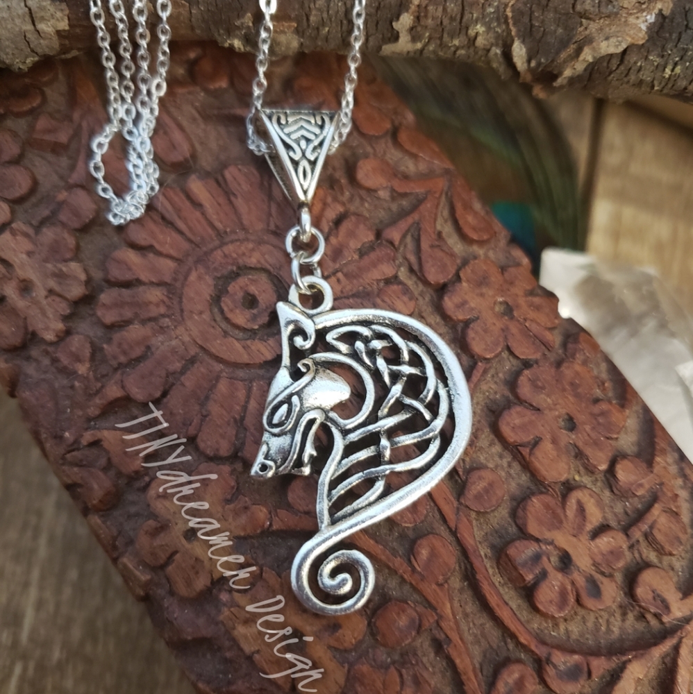 Celtic Wolf Pendant 925 Silver Necklace ~Fenrir~Viking~Pagan~Norse~Odin~Unisex